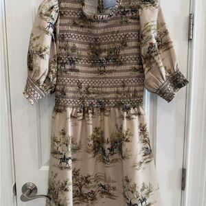 Hill House Home Ellie Nap Dress Equestrian Toile Tan